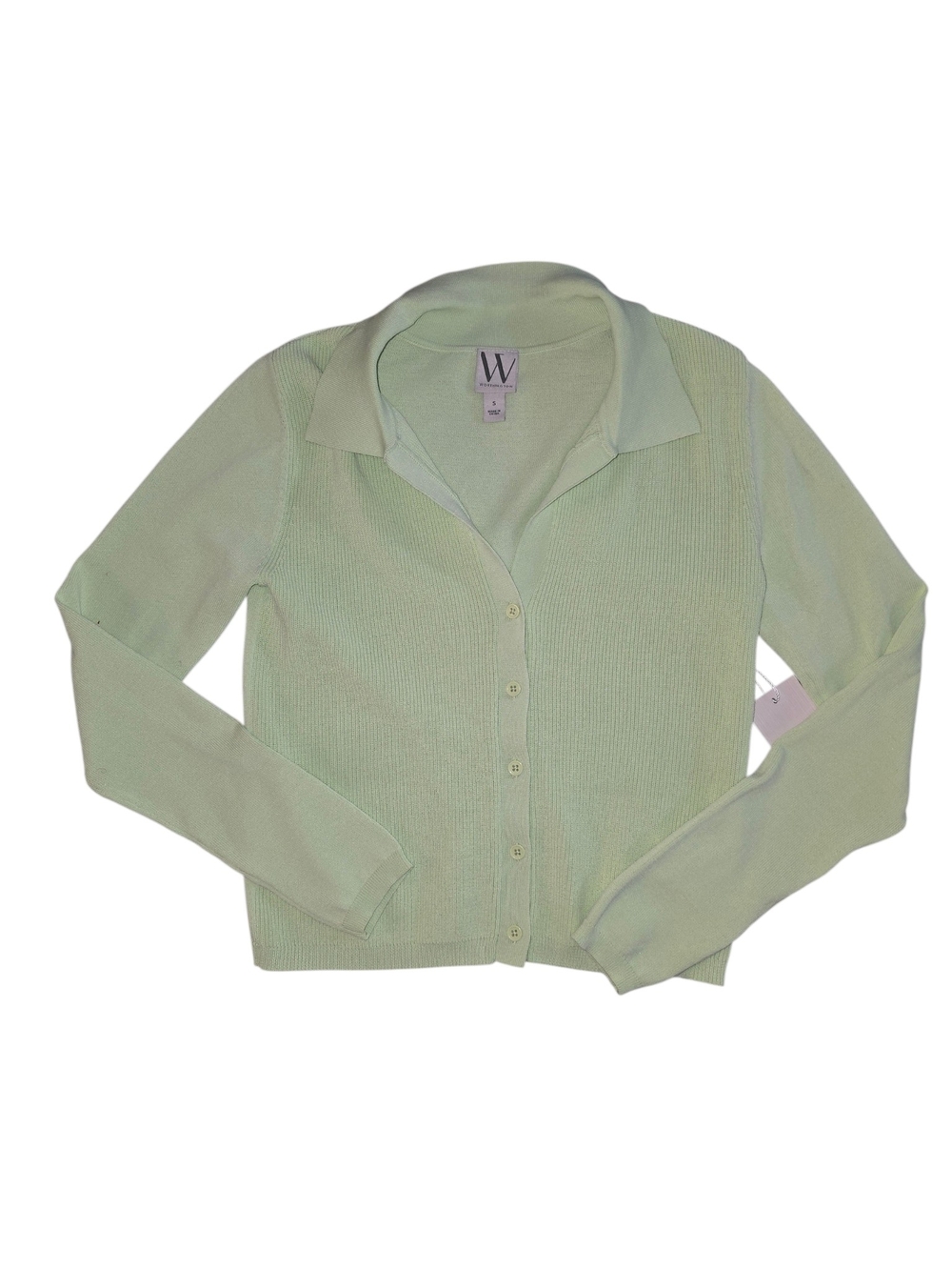 W by Worthington Light Mint Collared Button Cardigan